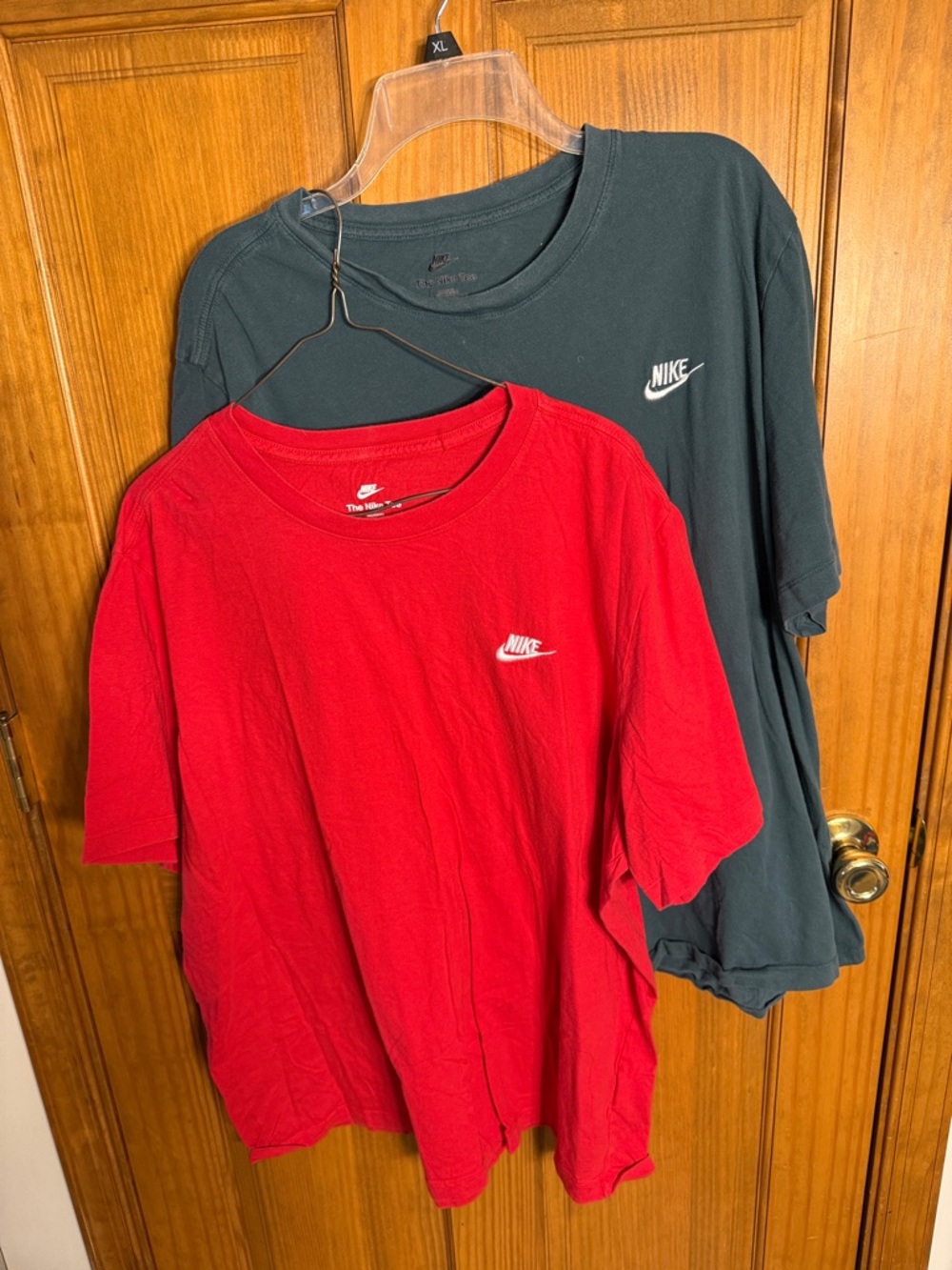 TWO Nike Crewneck Tall TShirts Pair Red & Dark Green